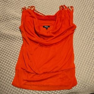 XOXO Orange Blouse with Gold Details